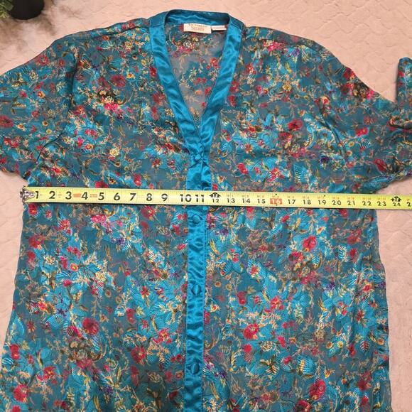 Victoria's Secret Gold Label Blue Floral Silky Nightshirt, Size M/L - Picture 3 of 8